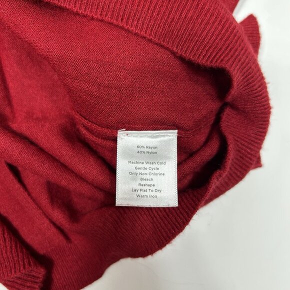 Talbots Woman Turtleneck Sweater Red Long Sleeve Pullover Rayon Nylon Sz XL Flaw - Picture 6 of 7